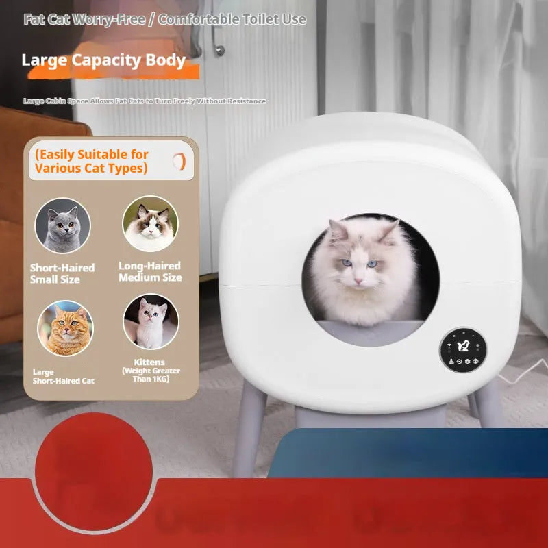 Automatic self-cleaning cat litter box with ABS plastic housing measuring 550mm wide by 500mm deep