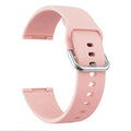 Silicone replacement strap for Fitbit Versa 3 and Sense 2 in multiple colours with silver buckle.