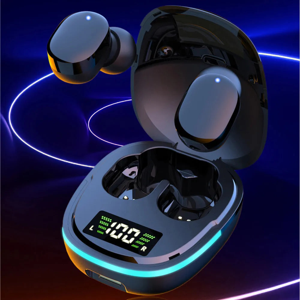 New 5.0 stereo in-ear Bluetooth headphones black with charging case digital battery display true wireless