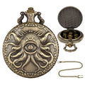 Steampunk cyclops octopus dice set in bronze finish inside metal storage box