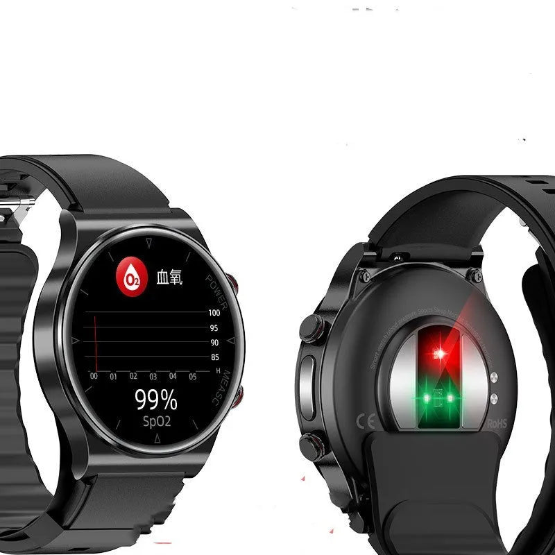 Sleep health multi-sport smart watch in black P70 colour with tempered glass display and TPU strap