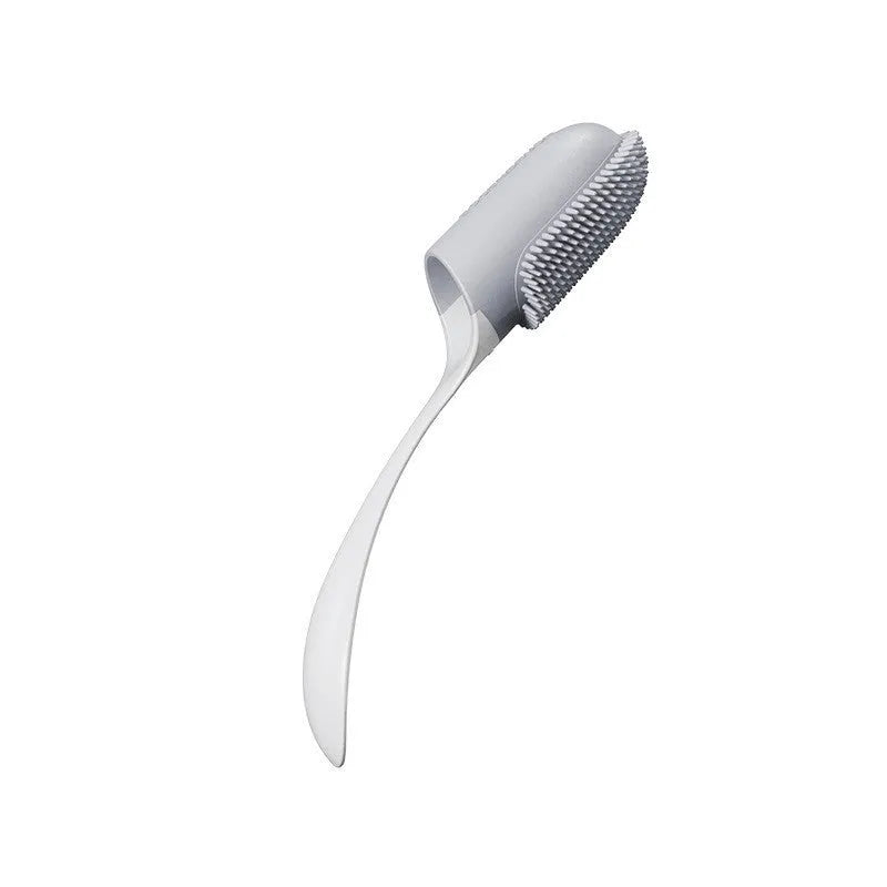 Dog toothbrush with plastic handle for dental calculus and tartar removal, available in pink, yellow, and white colours