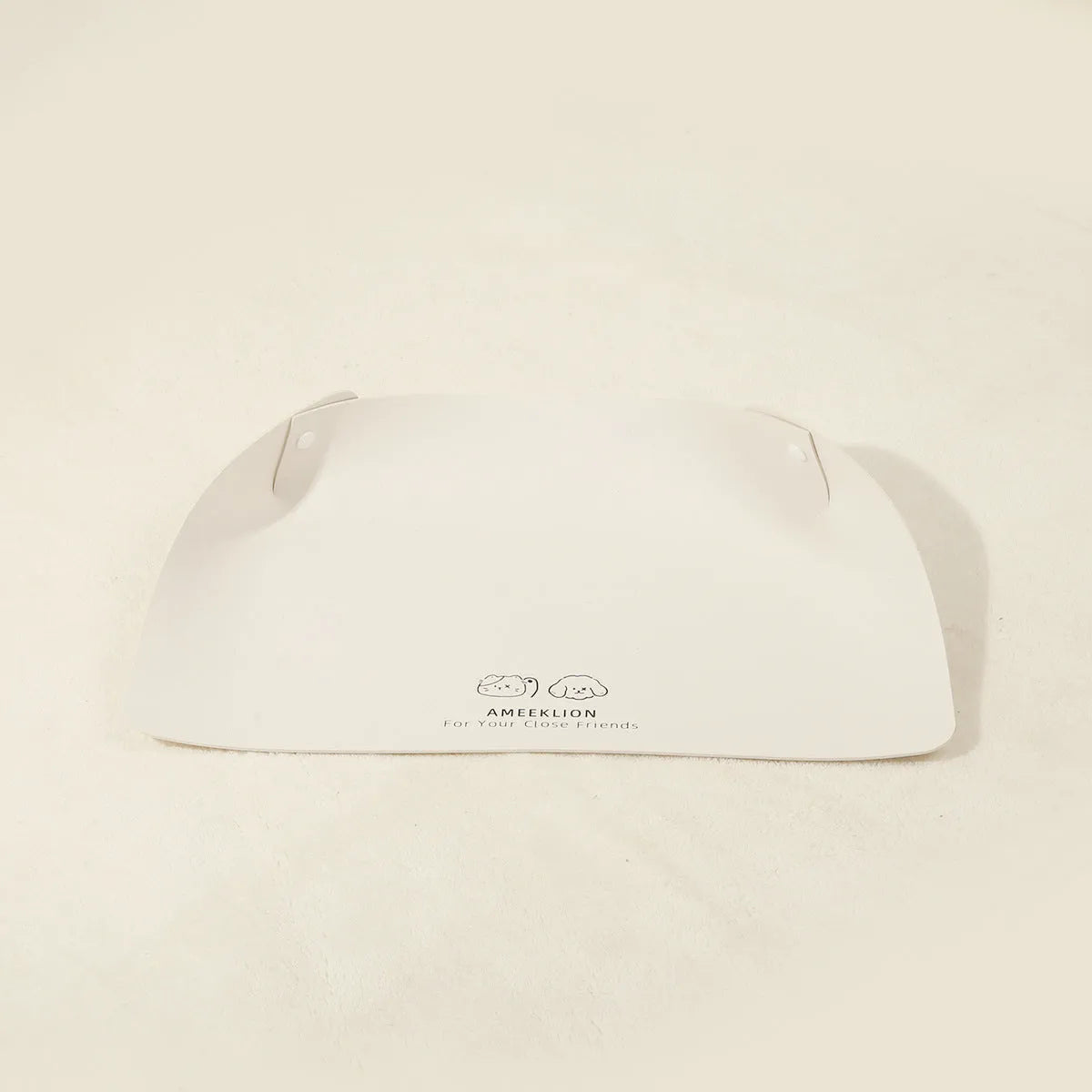 Anti-spill waterproof leather pet placemat in apricot colour under dog bowl