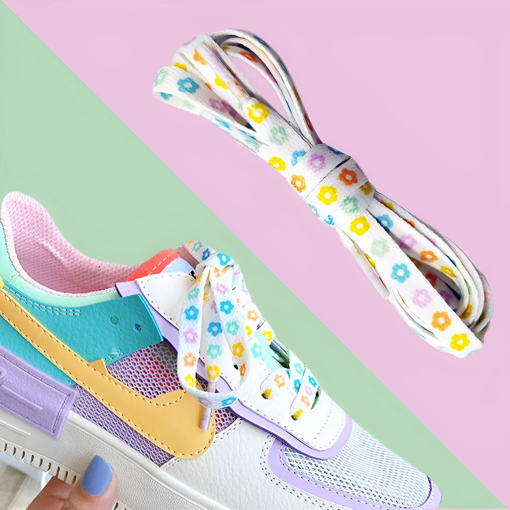 Duplex Printing Colorful Flower Casual Shoelaces for Women 80cm to 160cm Lace-Up Trainers and Casual Shoes Spring Summer Autumn Winter Multicolour Flat Cotton Laces