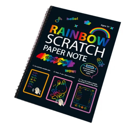 Children's colourful puzzle scraping painting paper showing large 26x19 scratch art sheet for DIY creative projects