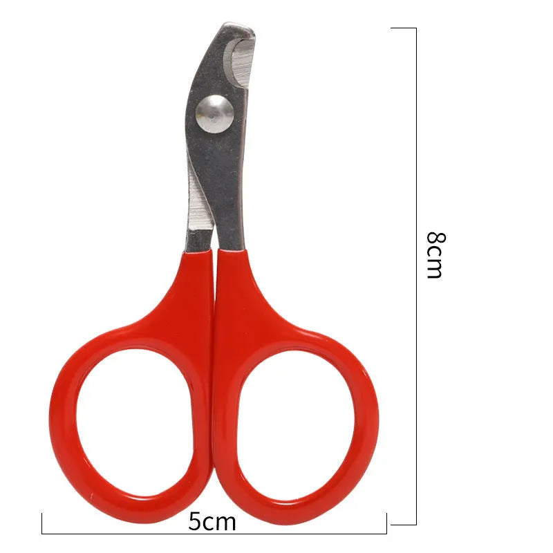 Stainless steel pet nail clippers with coloured plastic rubber handle for dog cat grooming