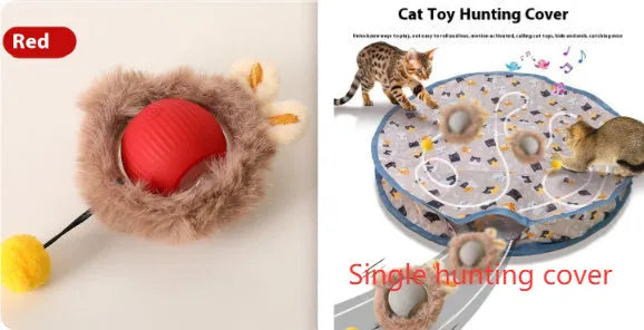 Self-hi funny cat rolling ball toy in silicone with grey green red colour options
