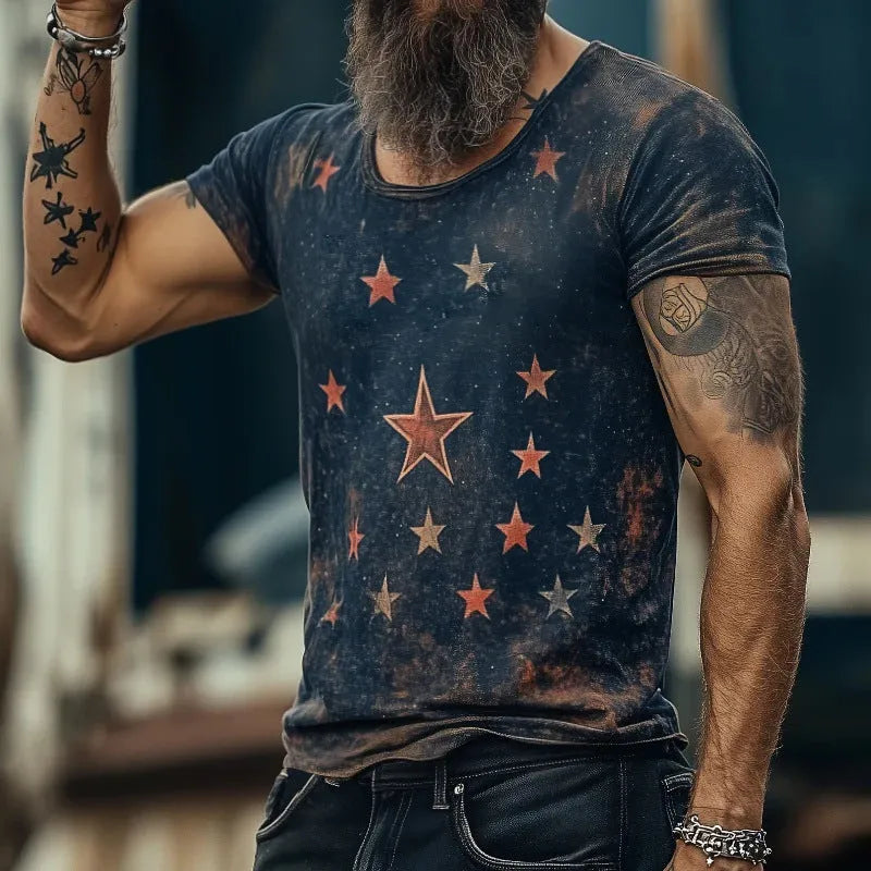 3D creative pattern short sleeve T-shirt in loose fit retro style
