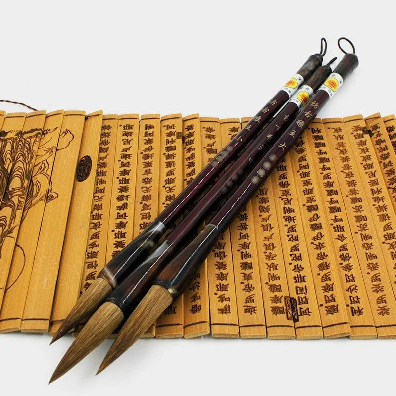 Wolf Hao traditional Chinese writing brush set with steel handle for painting and calligraphy.