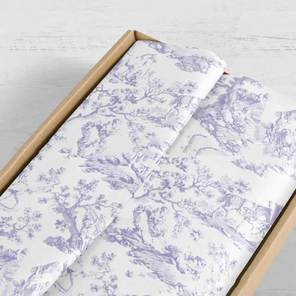 French romance decorative tissue paper in pink purple and green purple colours, 50x70cm retro style sheets
