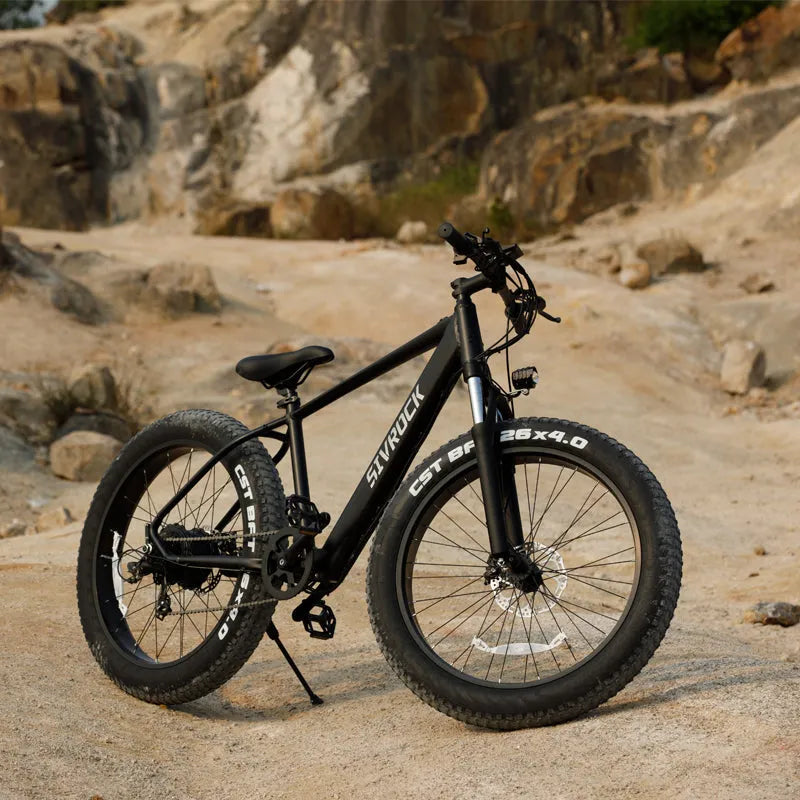 SIVROCK V1 electric mountain bike black 26x4.0 fat tyres 1000W motor aluminium frame LCD display