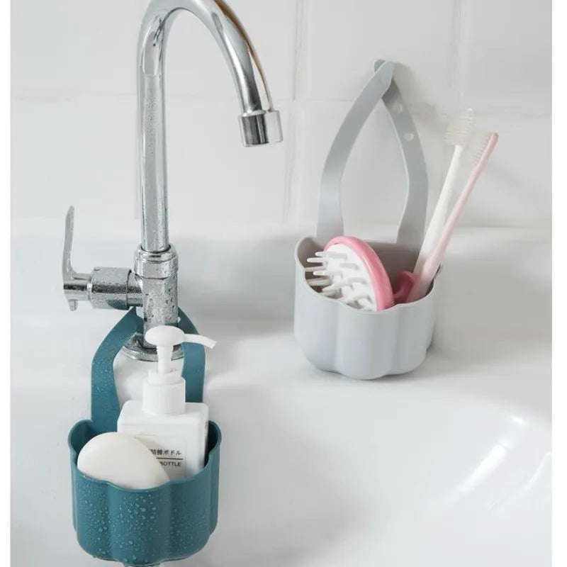 Nordic style plastic drain basket for kitchen sink in dark blue, grey, or pink colours