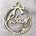 Hollow wooden Christmas tree decoration pendant with DIY carving space for name, American style, one of 11 design options