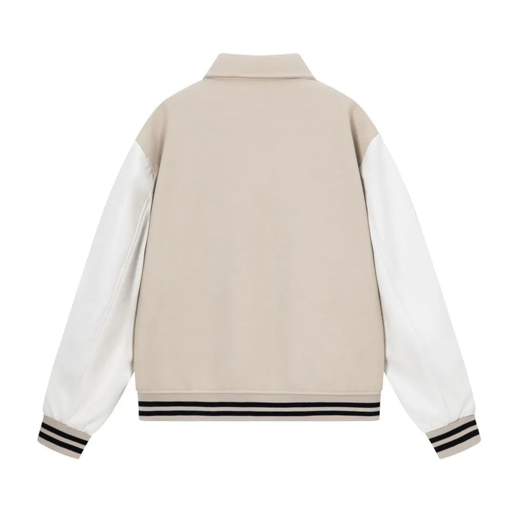Embroidered woolen jacket with bone motif in apricot colour showing cotton fabric construction