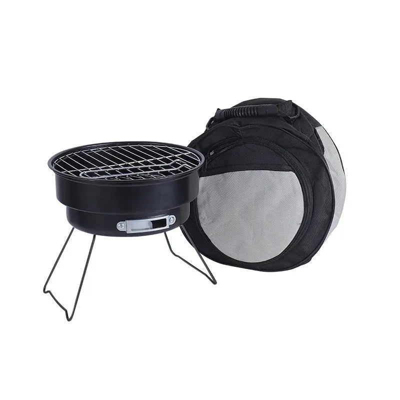 Small folding round ice stove grill set with mesh, legs, and packaging bag