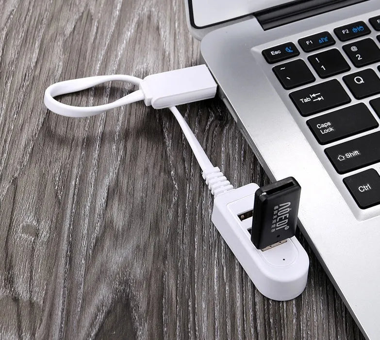 Multi-functional 3-port USB expansion hub with Micro USB cable for charging and data sync