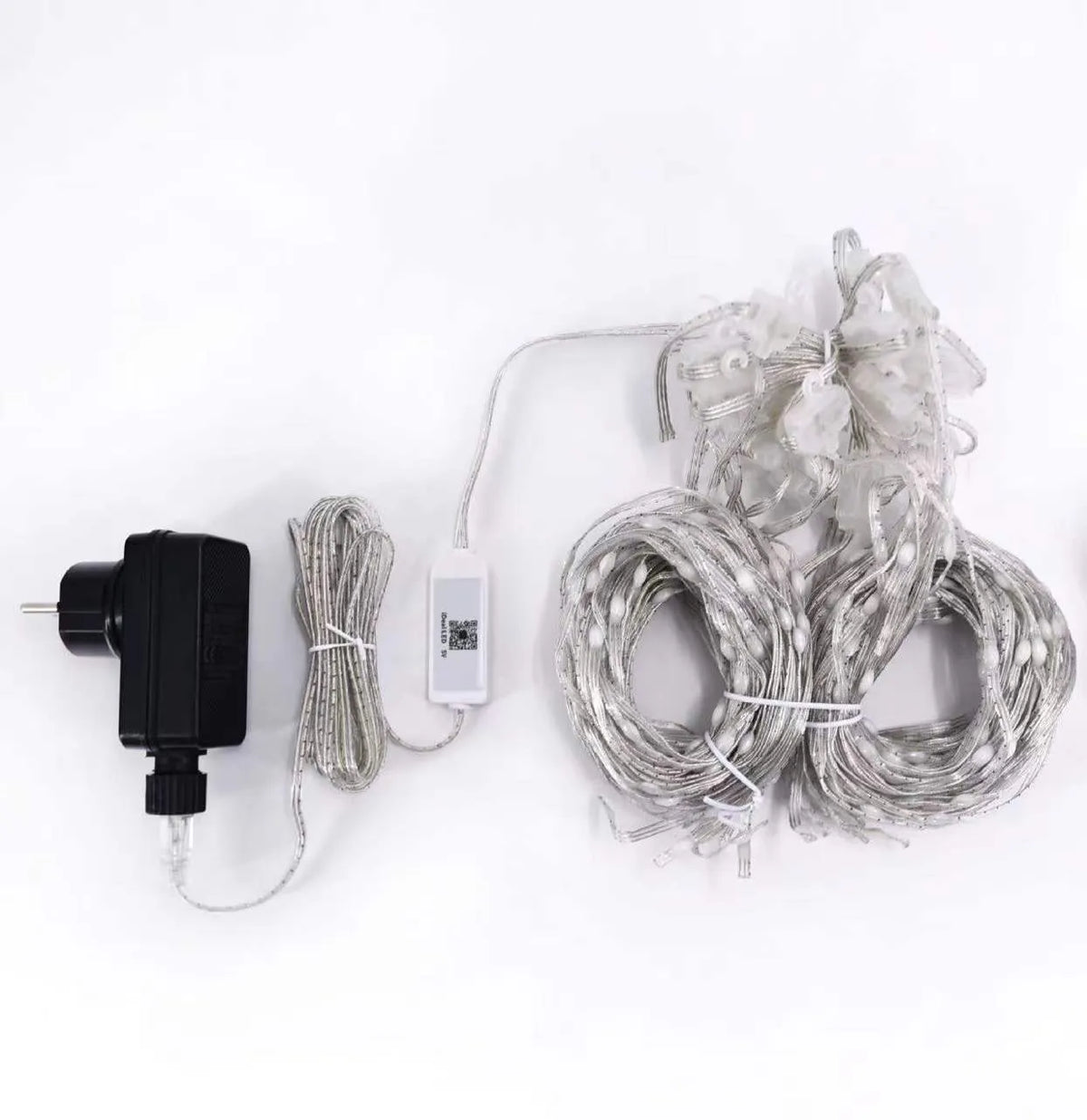 Programmable LED curtain light with Bluetooth APP control, 400 lights, leather wire casing, available in 1x1m to 3x3m sizes
