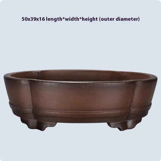 Classical simple purple clay bonsai flower pot for tabletop or floor.