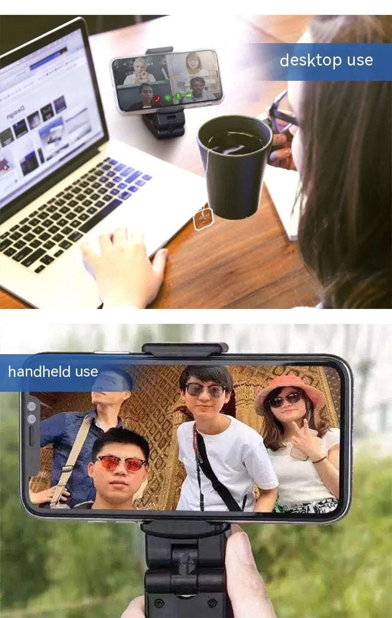 H22 Black collapsible mobile phone holder with 360-degree rotation on desktop