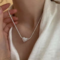 Alloy heart shape clavicle chain necklace with electroplated finish worn as a fashion pendant