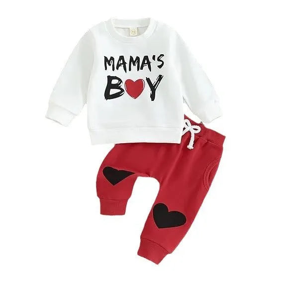 Baby Easter letter print white sweatshirt outfit with cotton lining top and pants