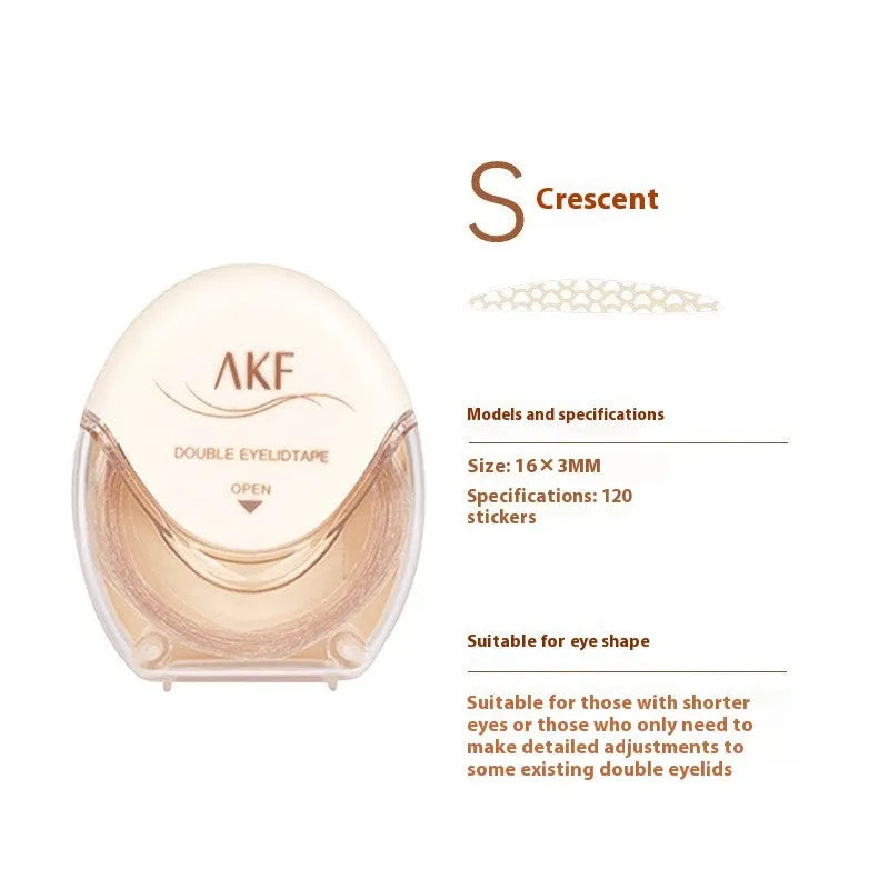 Roll of invisible lace double eyelid stickers showing crescent and olive shape options