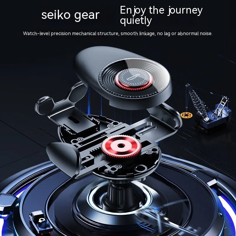 Black universal car air vent mobile phone bracket with adjustable arms for secure mounting
