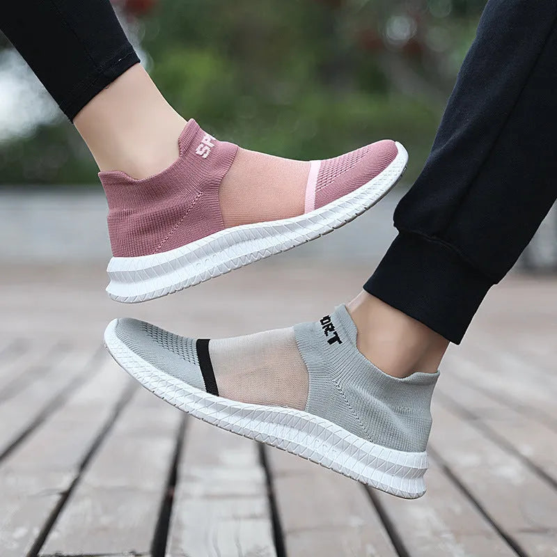 Woven sports sock shoes with Flyknit upper, lace closure, and MD sole in multiple colour options