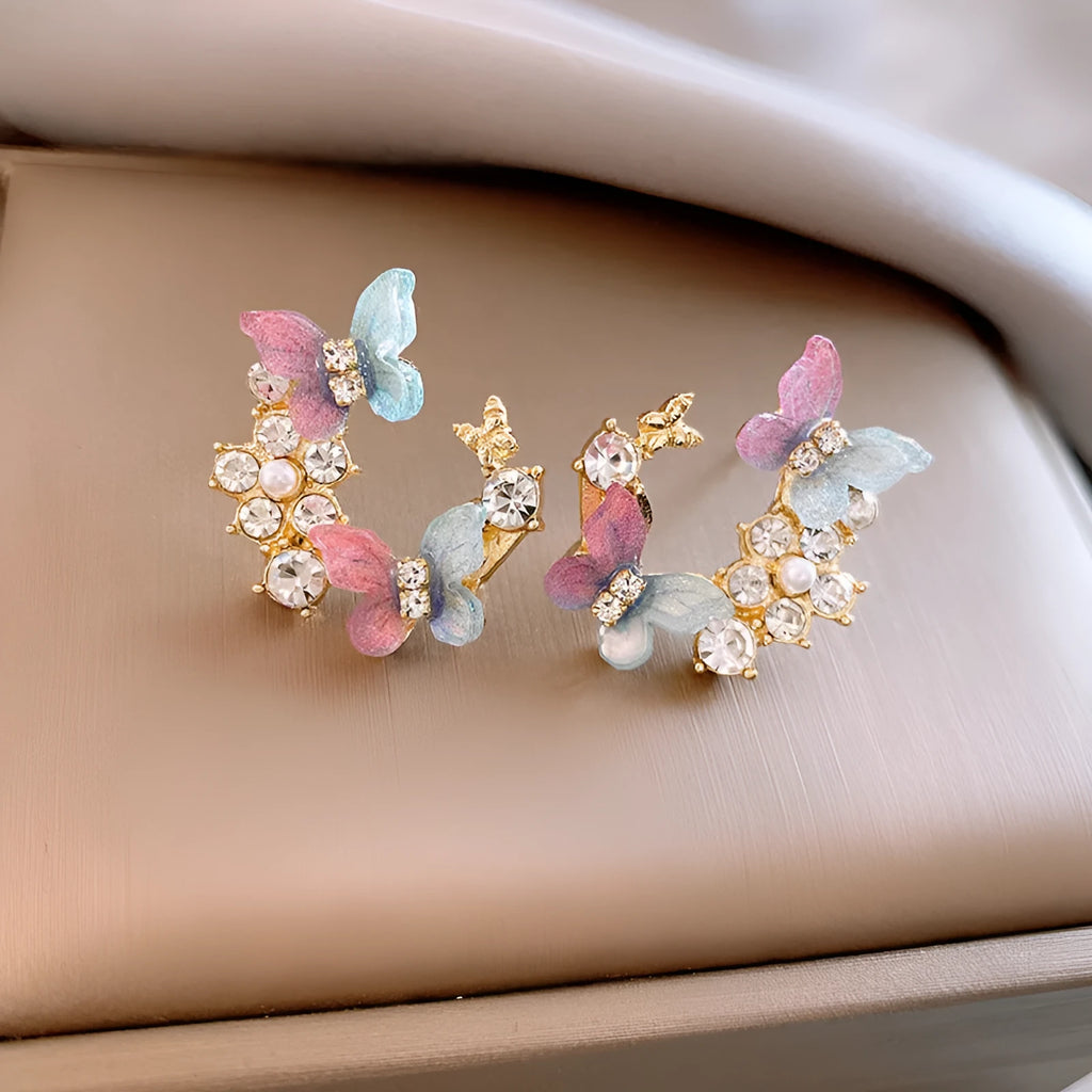 Copper geometry ellipse earrings electroplated finish 0935 flower butterfly 42 gold affordable luxury style women