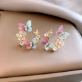 Copper geometry ellipse earrings electroplated finish 0935 flower butterfly 42 gold affordable luxury style women