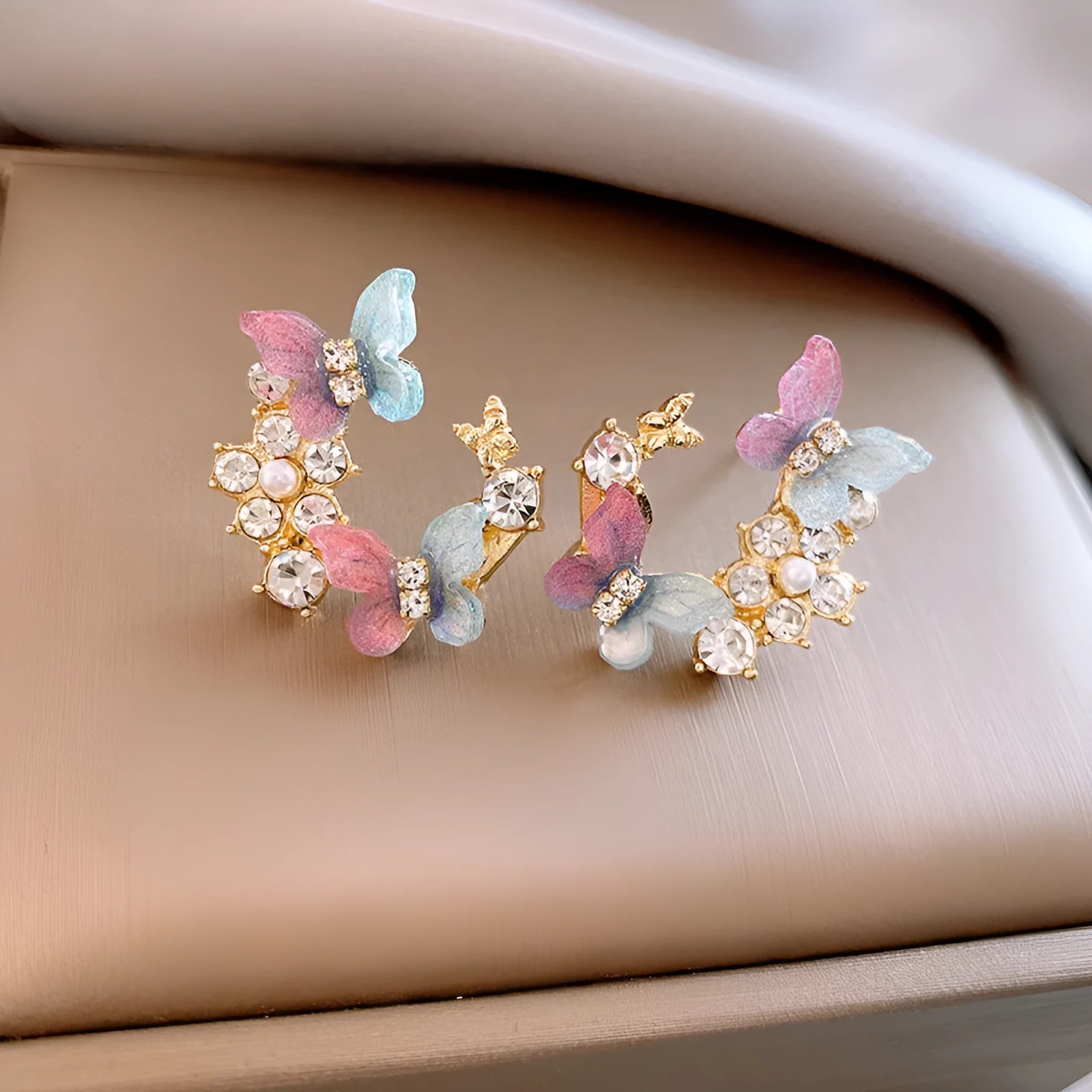 Copper geometry ellipse earrings electroplated finish 0935 flower butterfly 42 gold affordable luxury style women