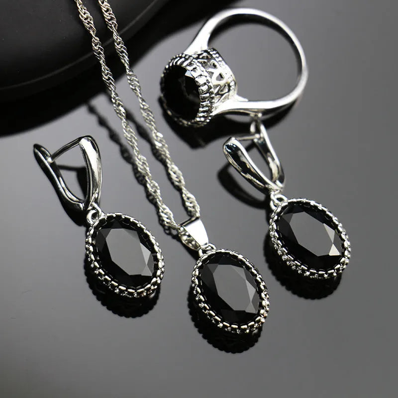 AAA grade zircon bridal jewellery set with earrings, necklace, and bracelet in a choice of 12 colours