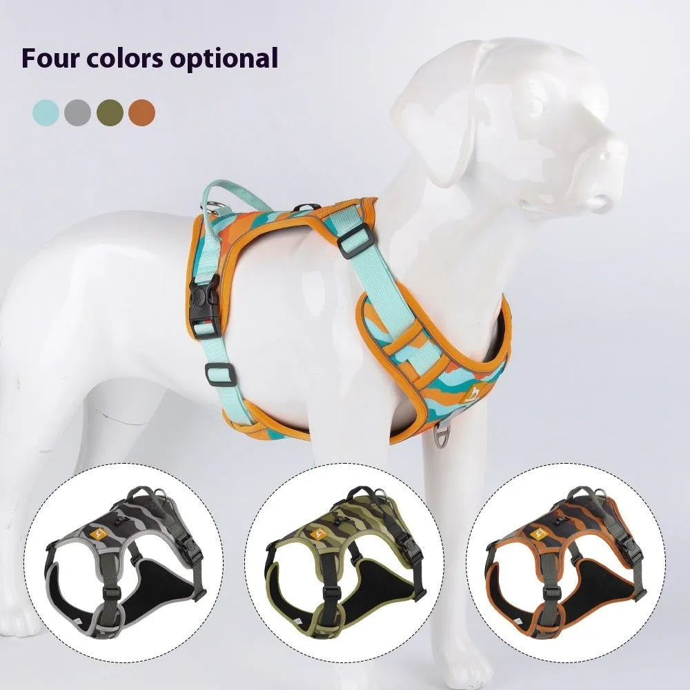 Reflective dog harness rope with chest and back design in Oxford cloth material