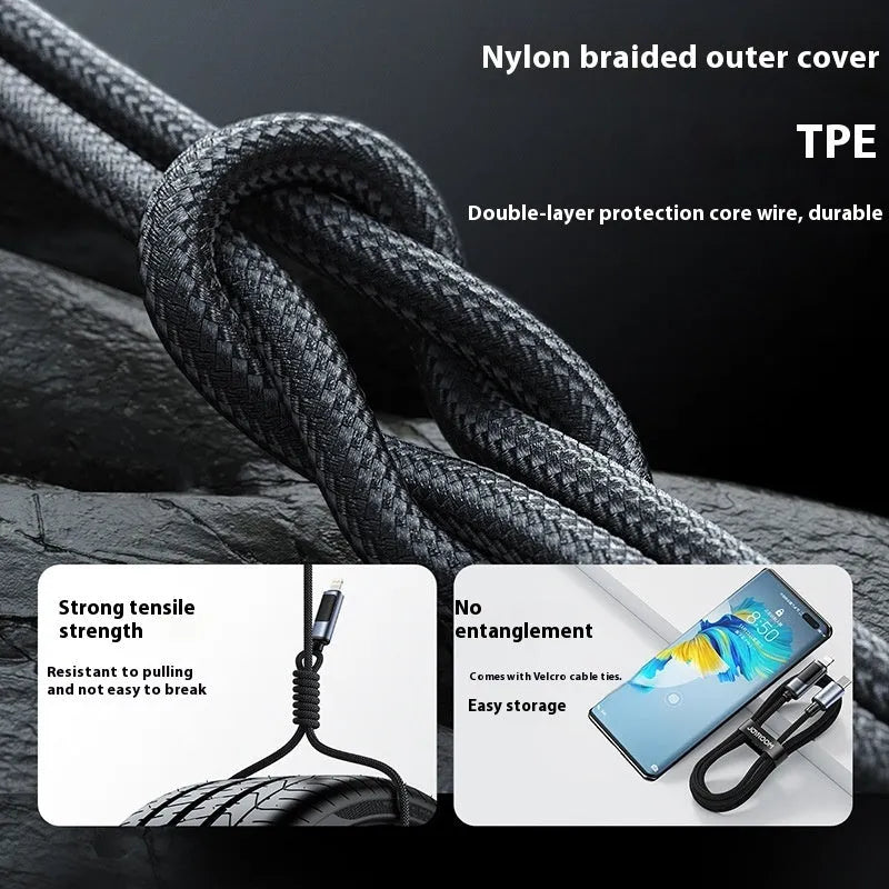 PD20 66W fast charge braided aluminium alloy digital display data cable in black with TypeC connector