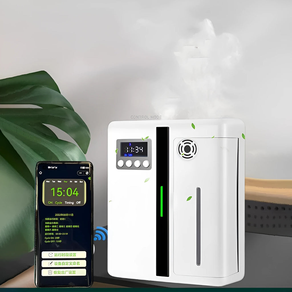 Wall mounted automatic perfume spray machine in white or black for home hotel aromatherapy with plug-in power