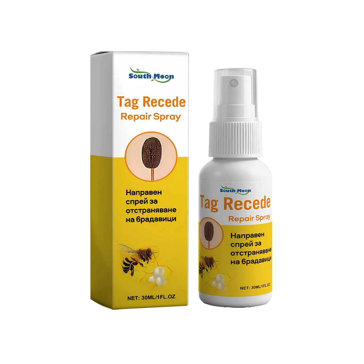 Hair recede repair spray 30ml with bee venom and tea tree oil, white bottle