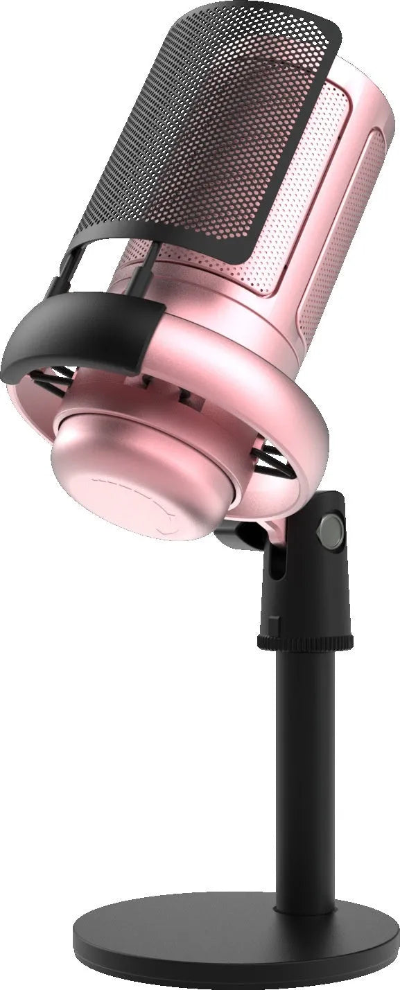 USB condenser microphone with RGB lighting in black, white, or pink for live streaming