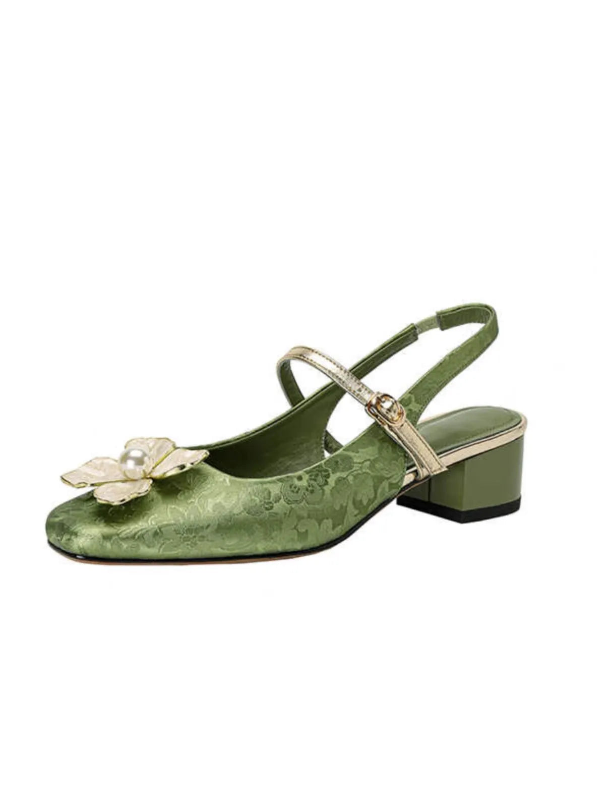 French retro square toe high heels for women in apricot colour with mid heel and PU upper