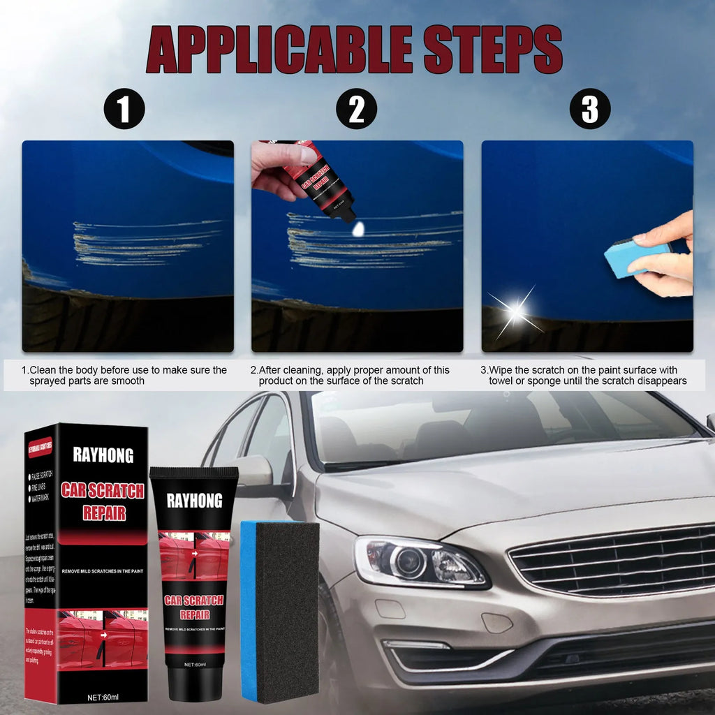 60ml car scratch repair wax tube with applicator pad for automotive paint maintenance