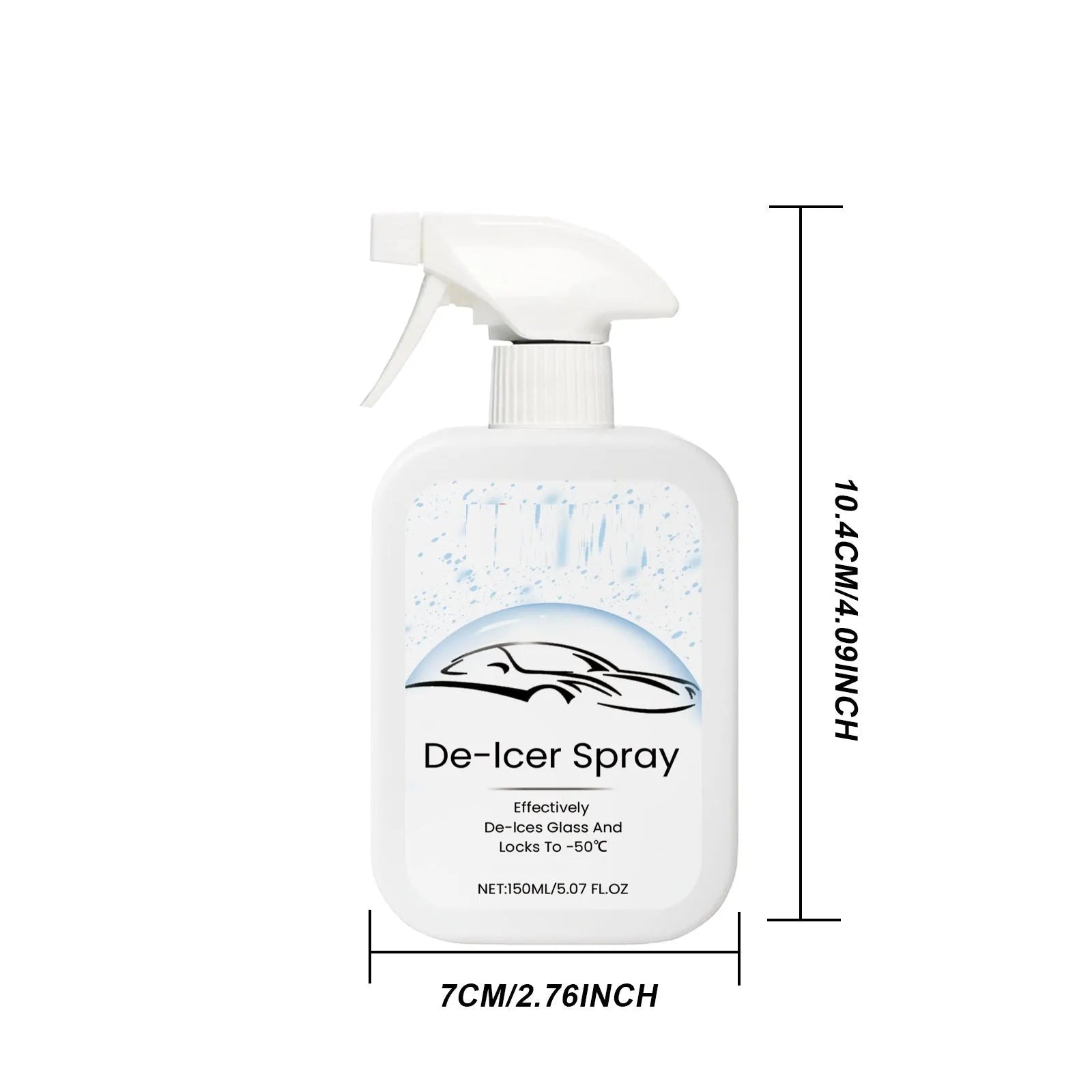150ml bottle of car windshield defrost and anti-icing spray for winter glass maintenance.