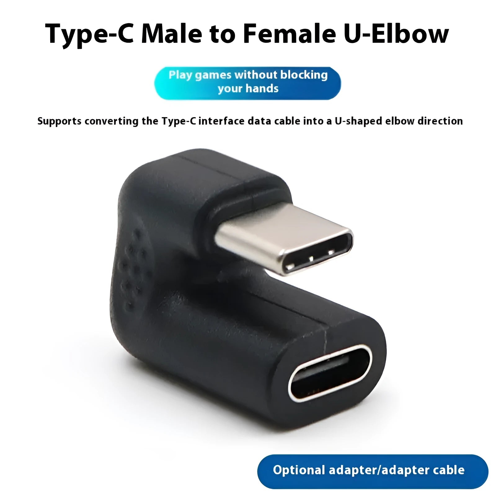 Plastic male to female adapter extension cable with U-bend design and 4 adapter pieces