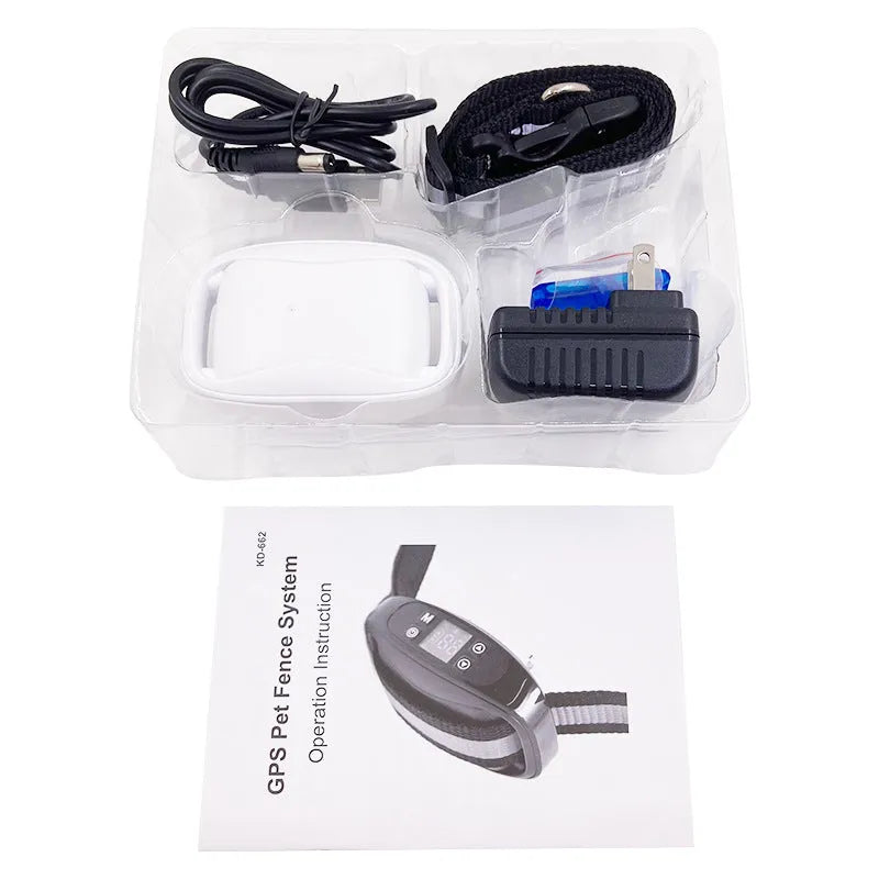 Electronic dog trainer bark stopper GPS wireless plastic black with nylon strap
