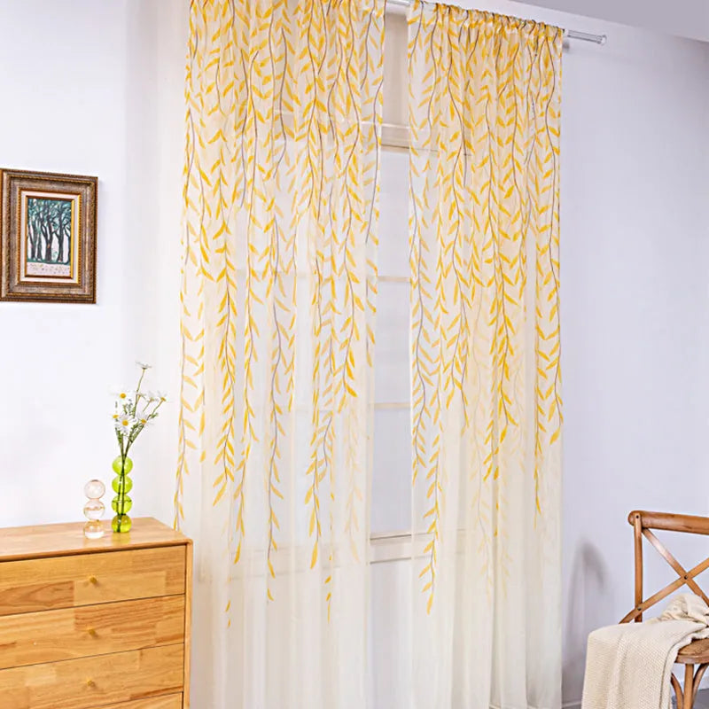 Inverted willow wicker pattern offset print curtain panel in green on white background