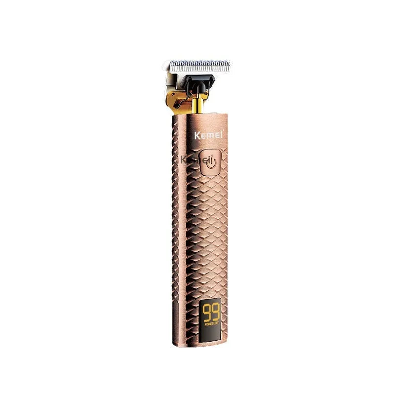 Diamond mesh engraving body LC digital display high power oil head trim hair clipper in bronze with limit combs
