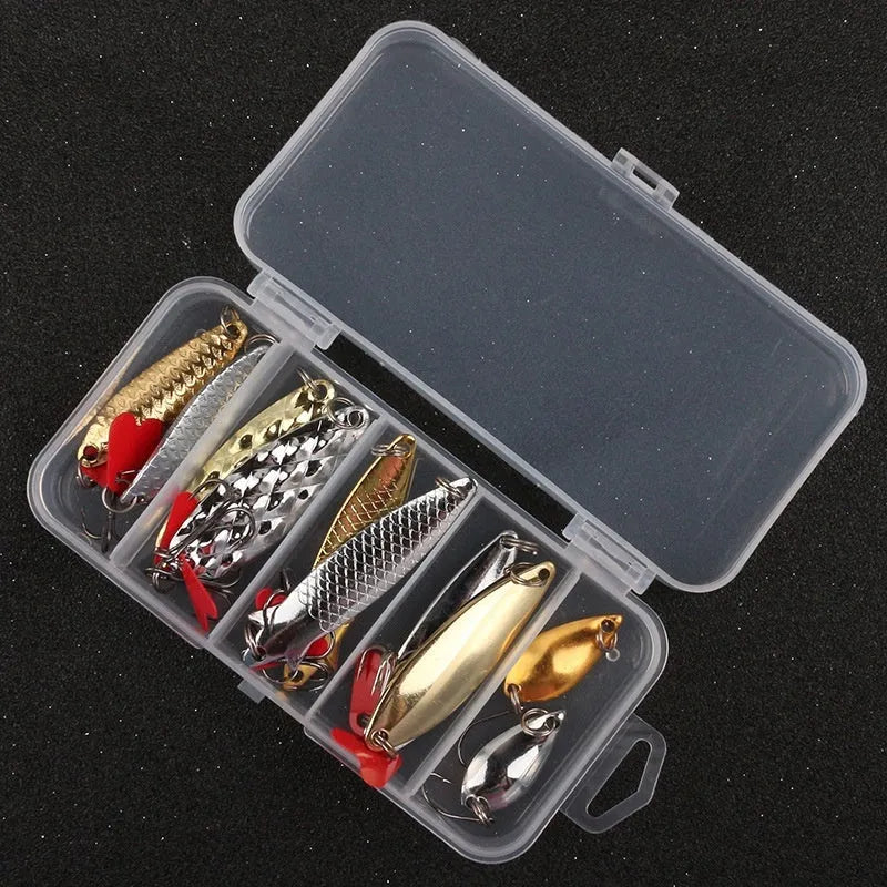 Metal fishing lure sequin sets in gold and silver colours for false bait enhancement