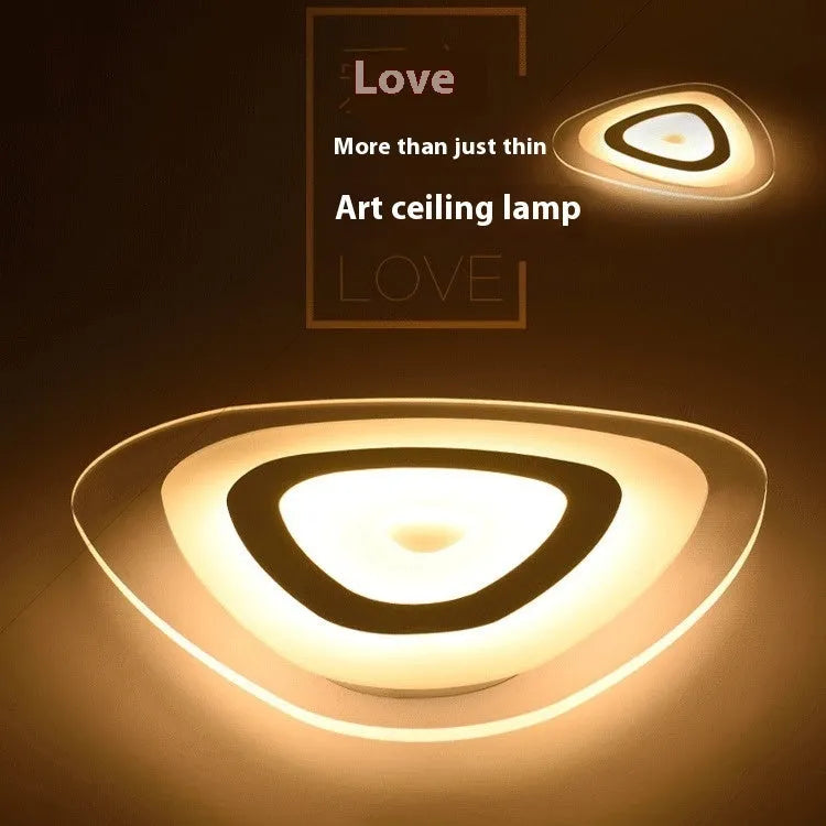 Triangular LED ceiling lamp with remote control and smart home compatibility in modern simplicity style