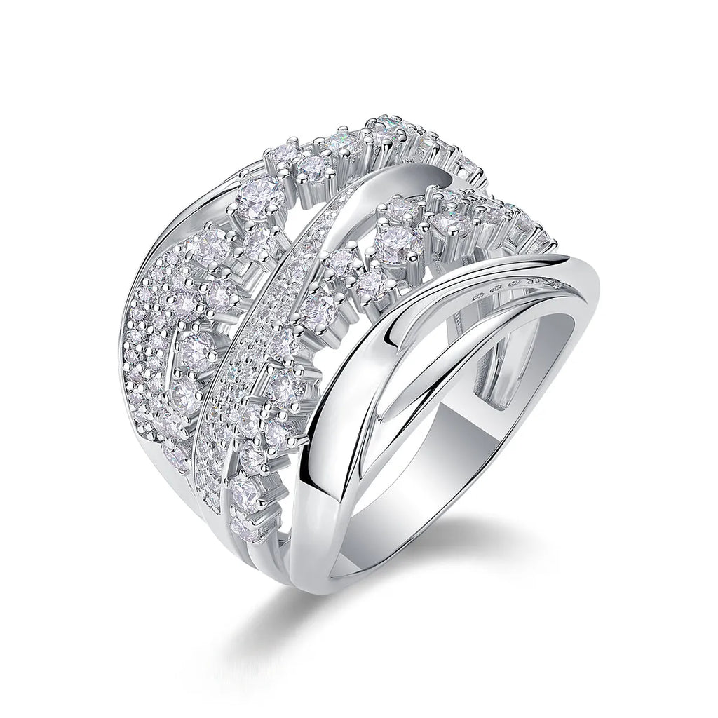 S925 silver platinum-plated moissanite wedding ring set in sizes 5 to 9 with gift box and GRA certificate