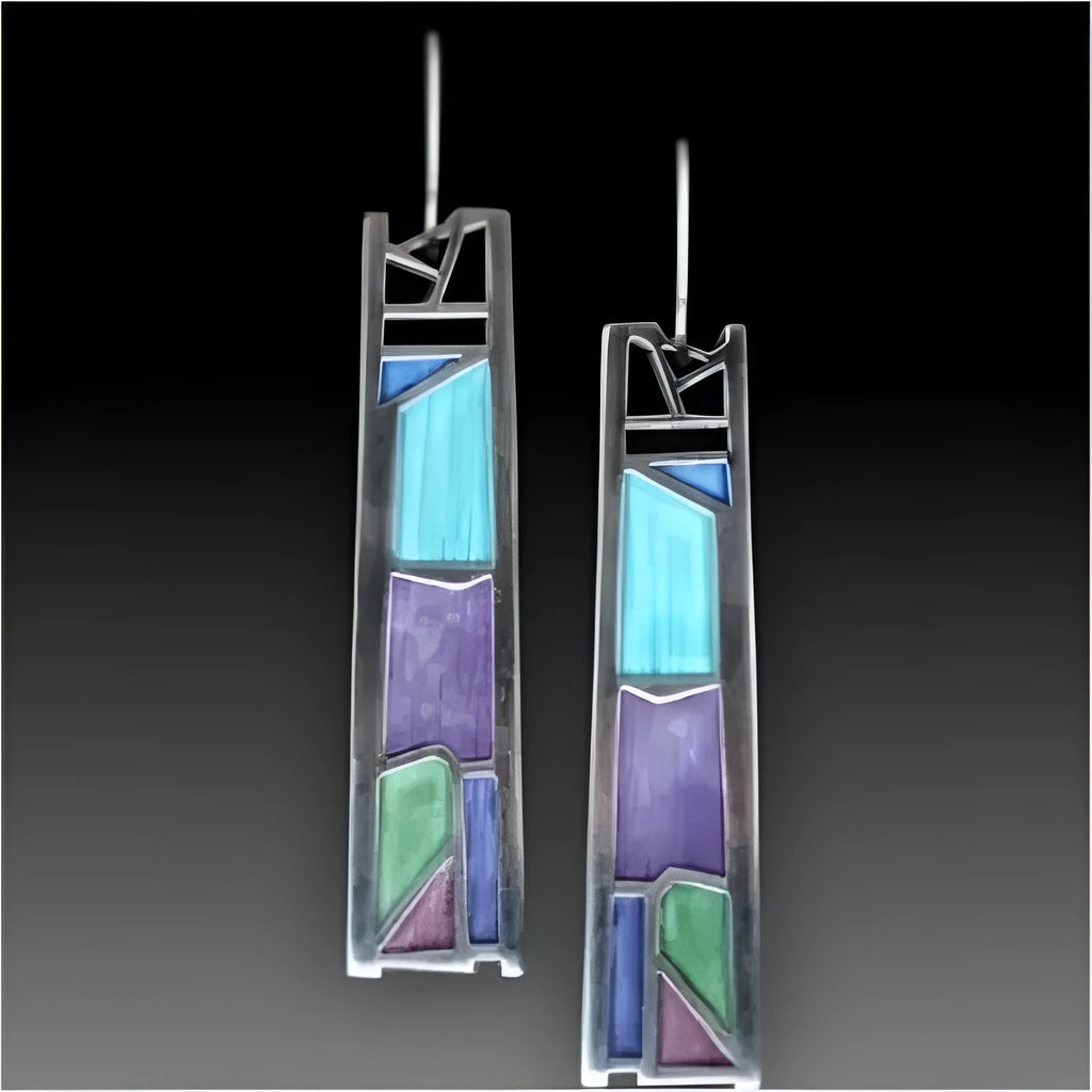 Silver colour irregular water drop shaped women's earrings with electroplated alloy construction