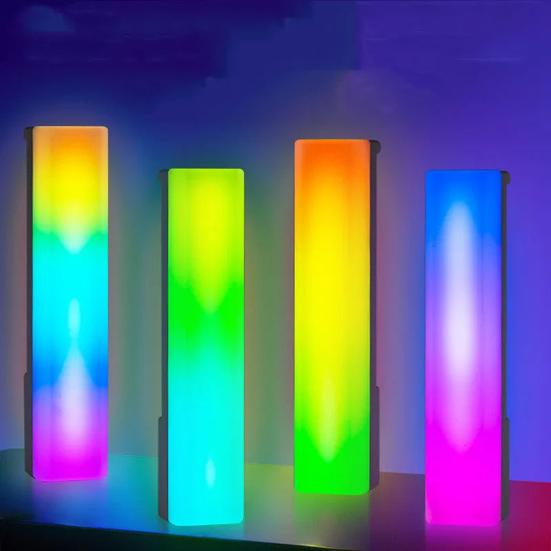 3D RGB voice-activated ambiance lamp with colourful lighting on table top