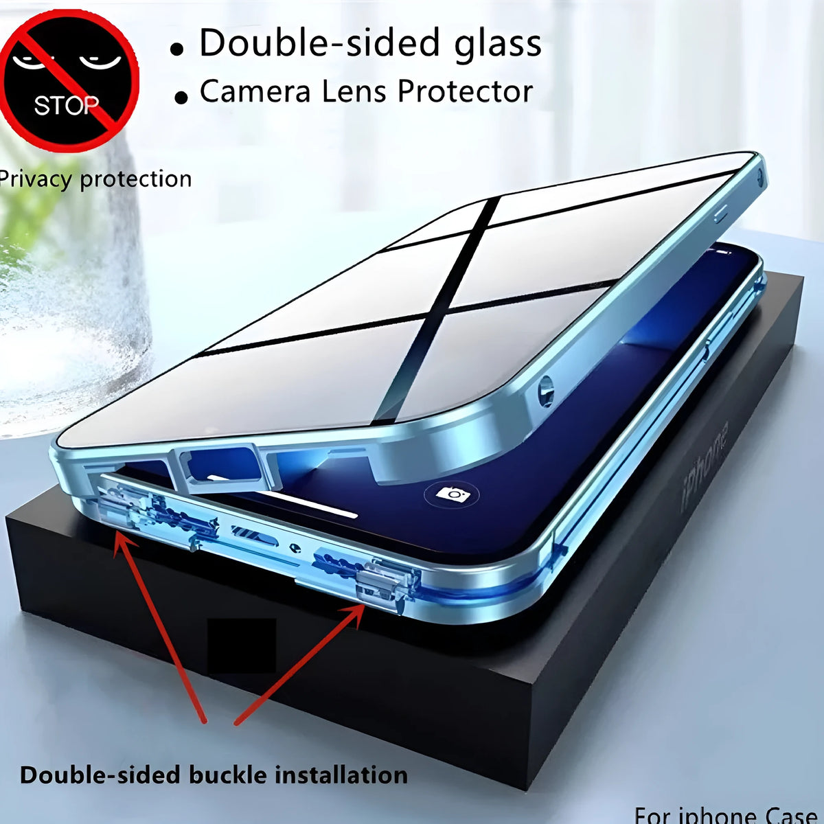 Goggles Anti Privacy Magneto metal phone case in solid colour for iPhone 15 Plus and XR